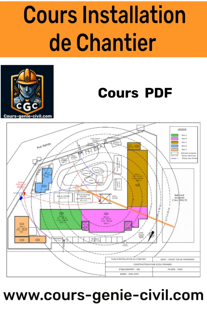 Cours en PDF sur l'installation de chantier pour optimiser l'organisation et l'efficacité du travail.
