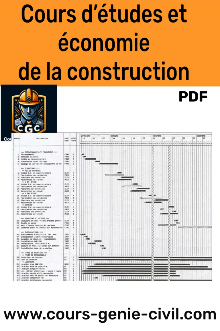 Couverture d’un document PDF sur les cours d’études et l’économie de la construction