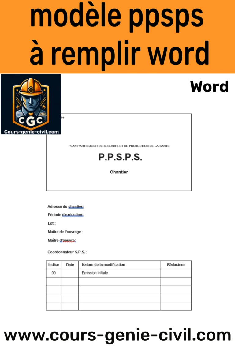 Image illustrant un document PPSPS Word avec des sections structurées, prêt à être personnalisé pour la sécurité sur chantier.