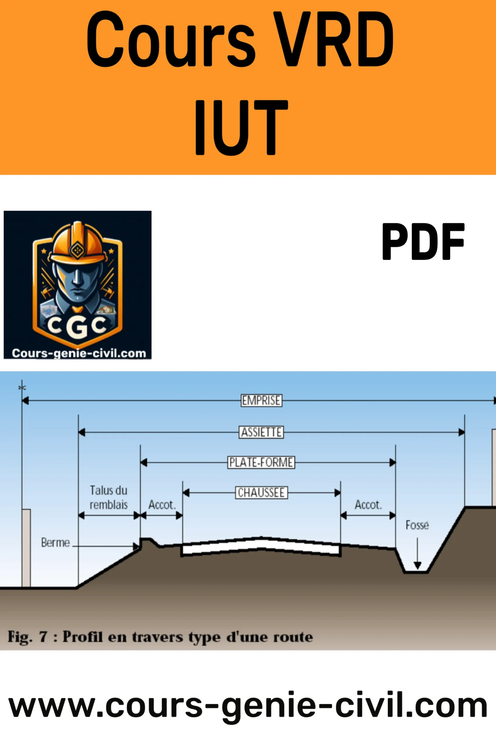 Illustration d'une route en construction avec des géomètres et des équipements de topographie, représentant les fondamentaux de la construction routière.