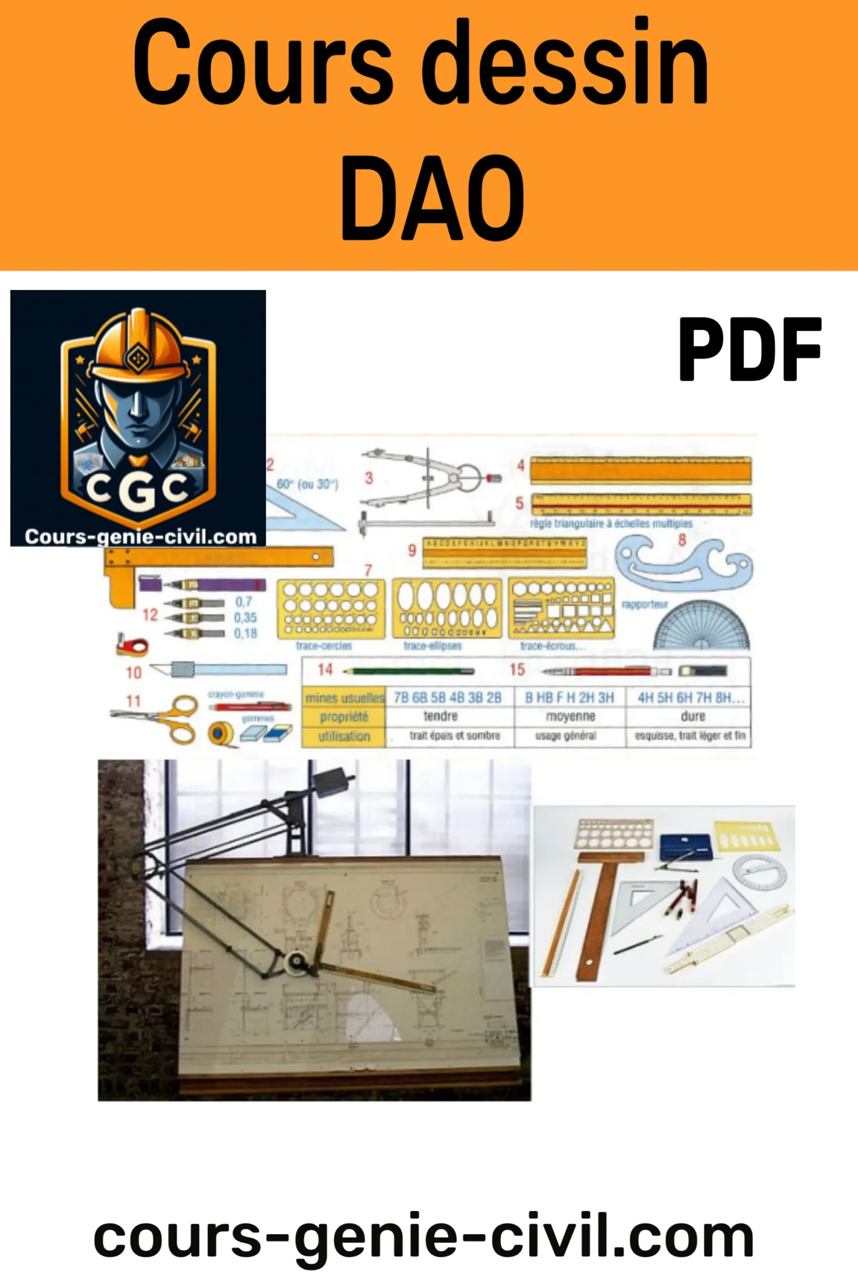 Illustration montrant un plan architectural en dessin technique avec ordinateur et logiciels de DAO, représentant la conception de bâtiment et la modélisation.