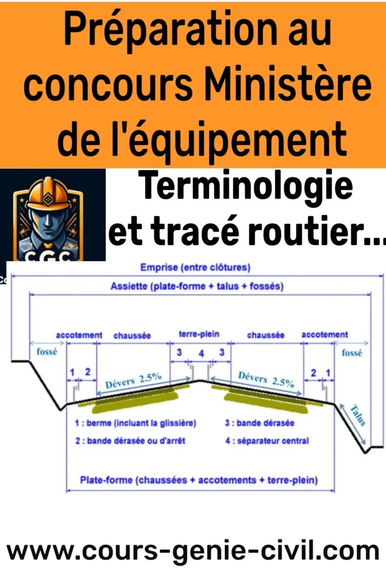 Illustration représentant un plan de route avec signalisation, ouvrages d'infrastructures routières, et documents de préparation au concours du ministère