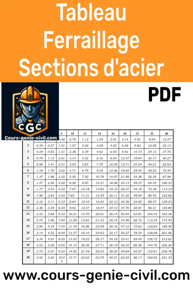 Guide PDF des Sections d’Armatures et d’Acier pour Ferraillage