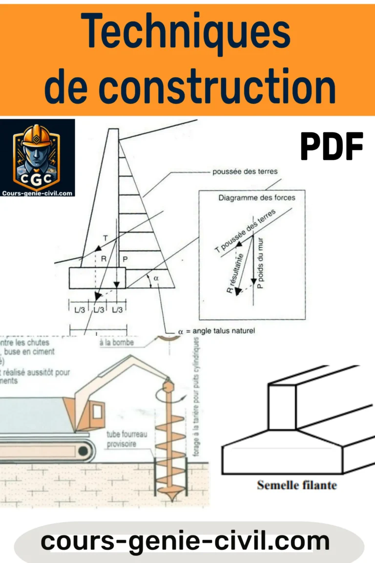 Schéma illustrant différentes méthodes de fondation et éléments structuraux utilisés en construction moderne, extrait du guide PDF.