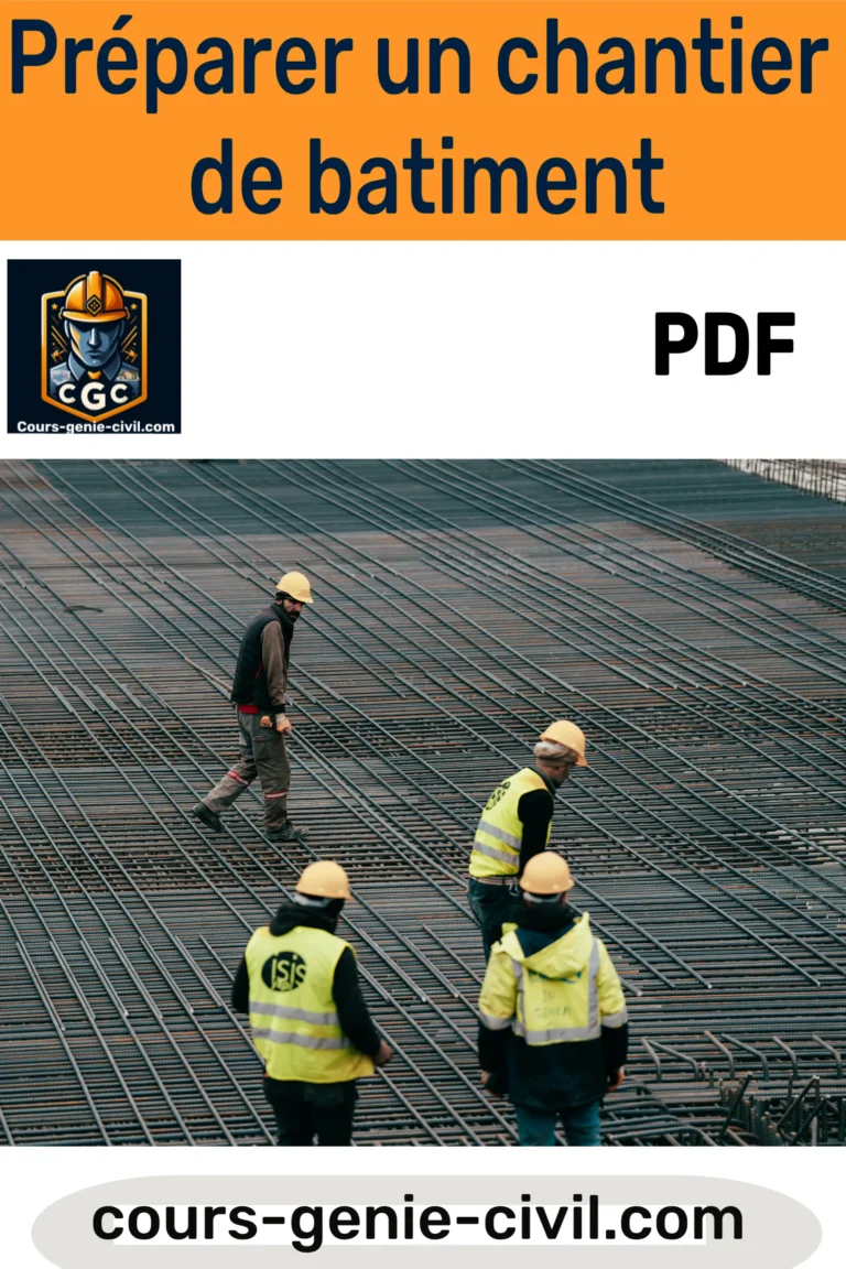 Illustration d’un plan d’installation de chantier avec les différentes zones : obstacles naturels et industriels, panneau de chantier, accès, voies de circulation, benne à gravats et poste de lavage des camions.