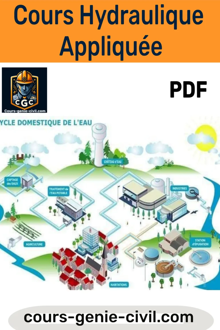 Couverture d’un guide complet sur l’hydraulique appliquée, incluant des schémas techniques et le titre du document PDF à télécharger