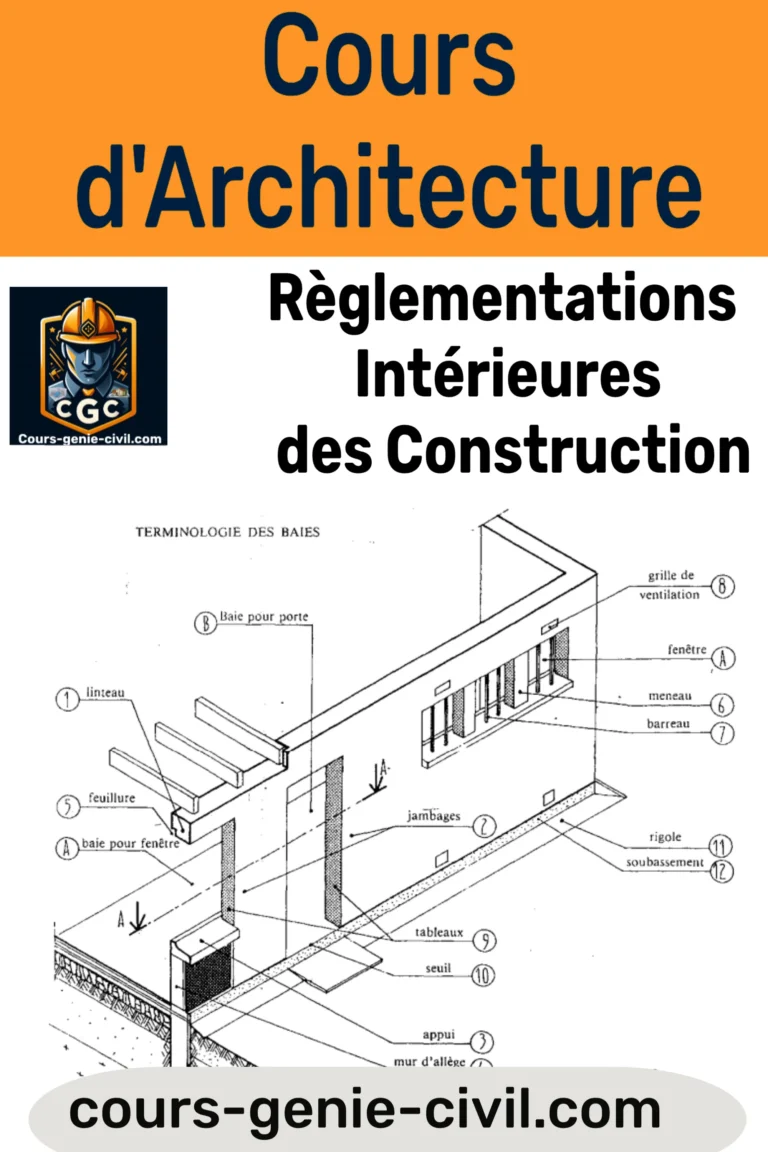 Schéma des réglementations intérieures des constructions.
