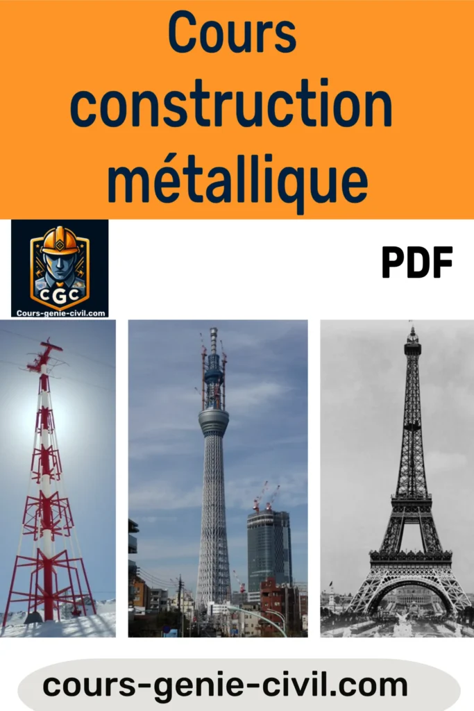 Schéma technique illustrant une structure métallique avec poutres en acier, assemblages boulonnés et contreventements, utilisé dans un guide de construction métallique.
