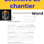 Modèle de PV de réception définitive de chantier Word et PDF