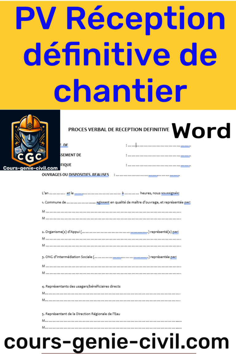 Modèle de PV de réception définitive de chantier Word et PDF