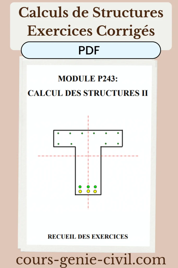 Illustration d'exercice corrigé en béton armé. Diagramme de calcul pour structure en béton armé.
