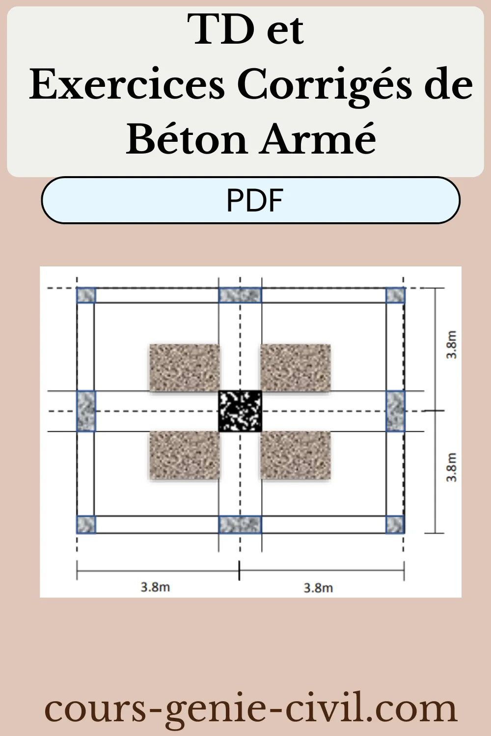 Illustration d’un calcul de section en béton armé avec esquisses des armatures et diagrammes de charge.