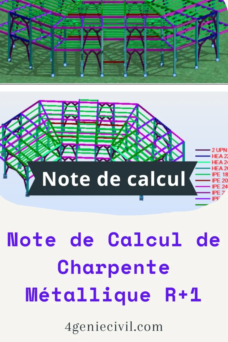 Vue 3D d'une modélisation de structure en charpente métallique pour un bâtiment R+1 montrant les poteaux et les poutres.