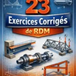 Illustration d'exercices en résistance des matériaux montrant des diagrammes de poutres et portiques.