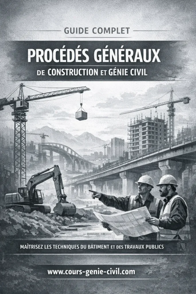 Deux ouvriers analysent des plans sur un chantier de g&eacute;nie civil avec grues, excavateurs et structures en b&eacute;ton en arri&egrave;re-plan.