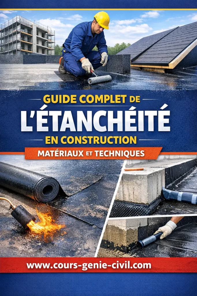 Image illustrative du guide complet de l’étanchéité en construction : matériaux et techniques – vue en coupe d’une terrasse accessible avec drainage et membranes synthétiques. Guide étanchéité construction matériaux techniques – toiture terrasse imperméable avec membranes et protection lourde
