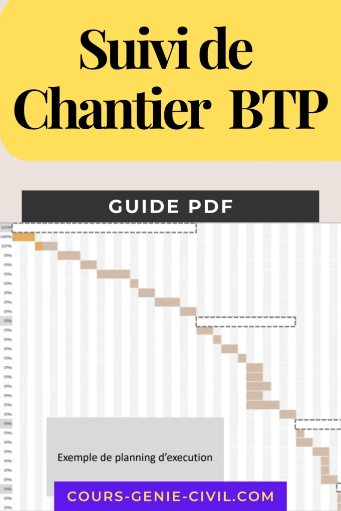 Guide illustr&eacute; du suivi de chantier en g&eacute;nie civil montrant planning et budget.