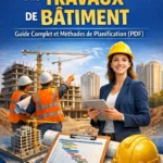 Illustration d’un planning de chantier montrant la coordination des travaux de bâtiment avec diagrammes de planification et équipe sur site.
