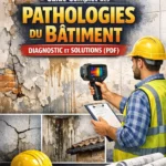 Illustration d’une fissure sur mur de bâtiment avec diagnostic et solutions de réparation pour pathologies du bâtiment.