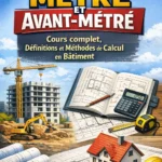 Illustration technique montrant un tableau de calcul pour le métré et l'avant-métré en bâtiment avec des colonnes de dimensions.