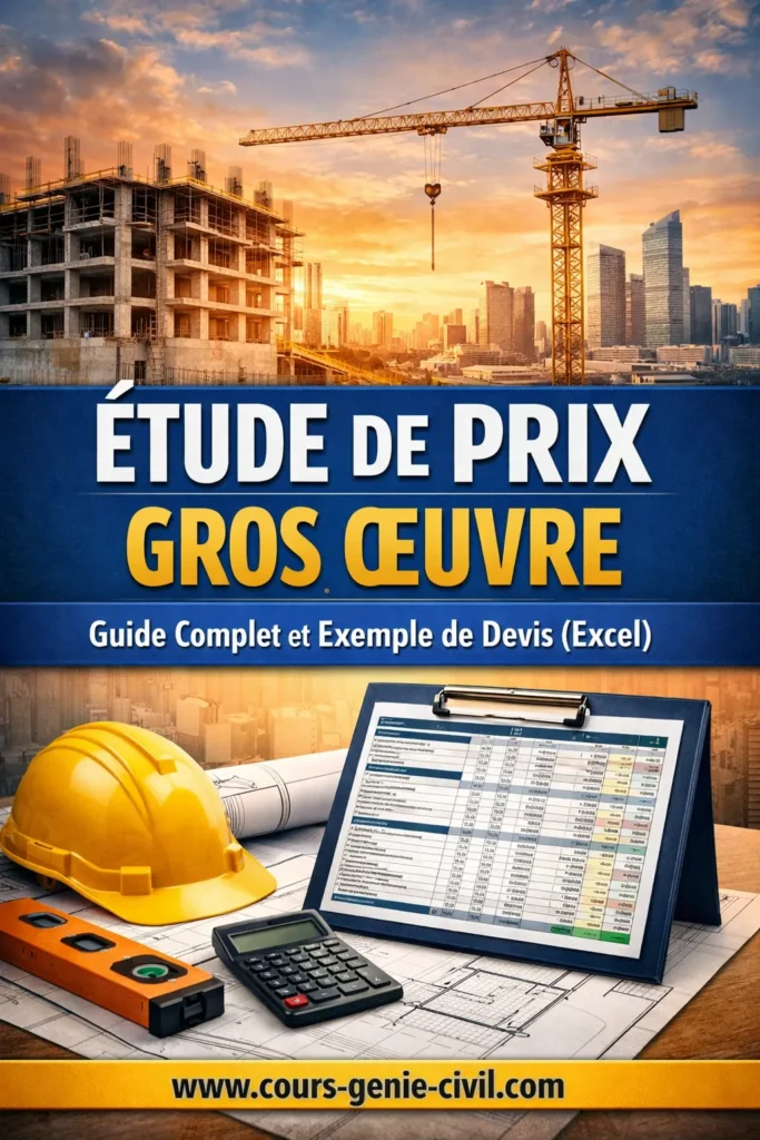 Modèle Excel étude de prix gros œuvre avec détail des postes, quantités et prix unitaires