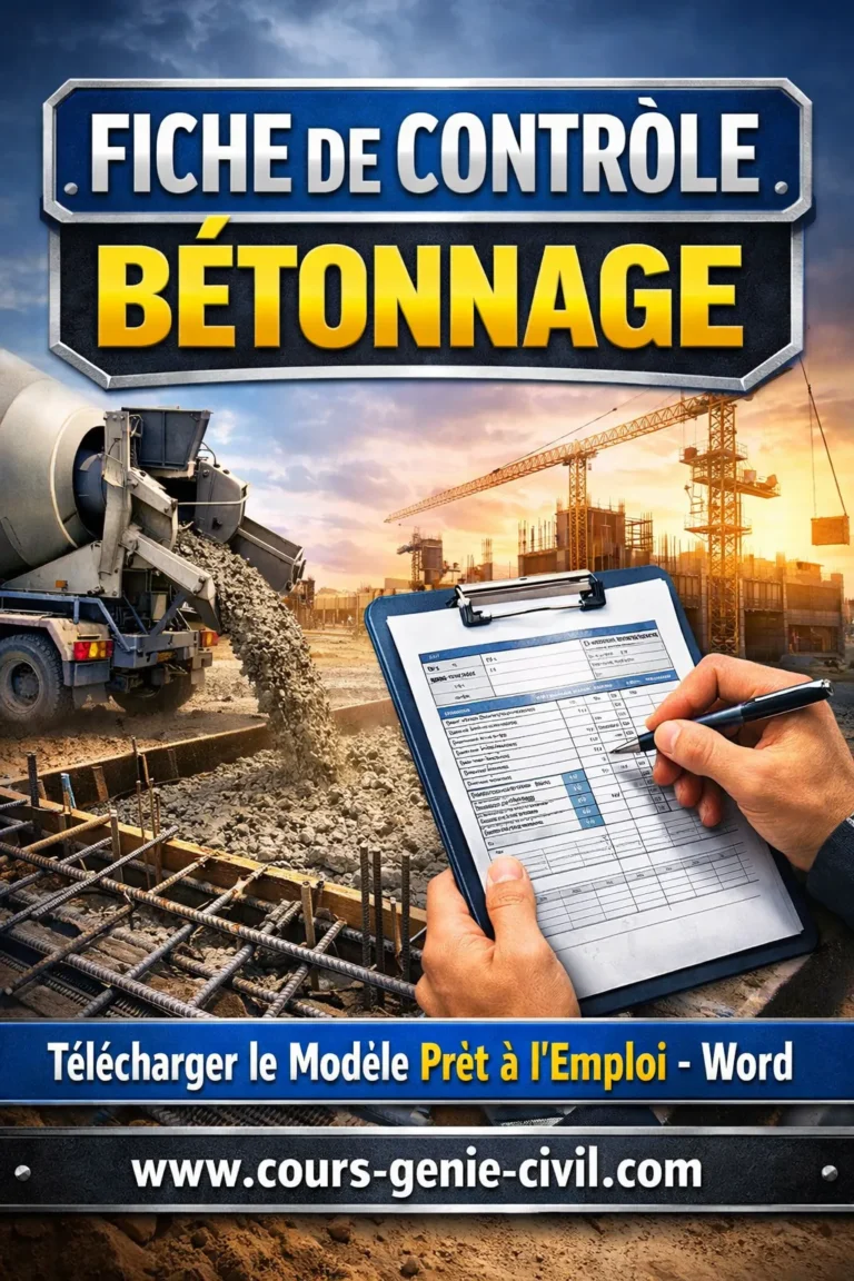 Fiche de contrôle bétonnage modèle Word à télécharger - Checklist qualité béton et coffrage BTP