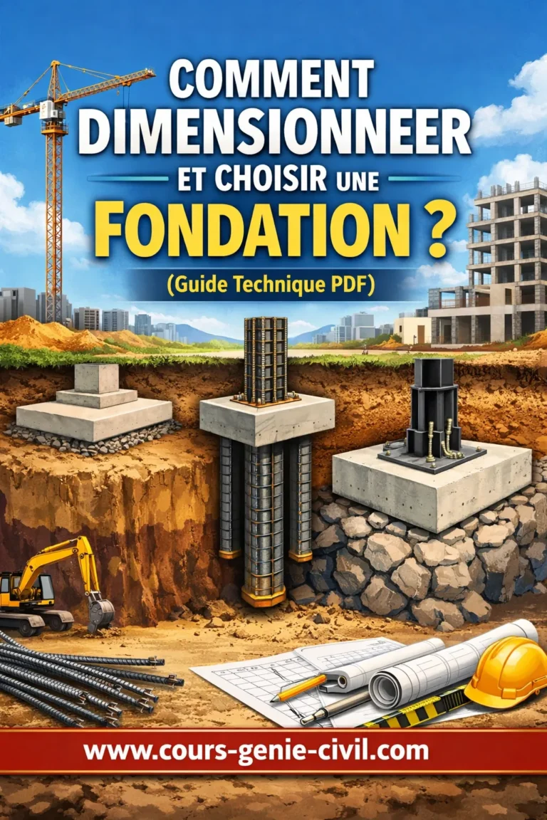 Schéma explicatif des différents types de fondations superficielles et profondes avec dimensionnement