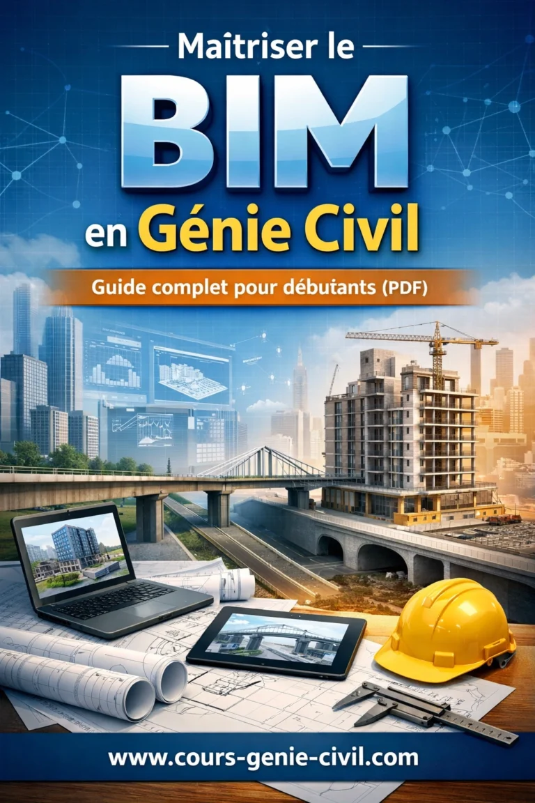 Illustration moderne d’un modèle BIM 3D d’un bâtiment de génie civil avec éléments structurels, fluides et architecturaux superposés, représentant la coordination collaborative d’un projet de construction.