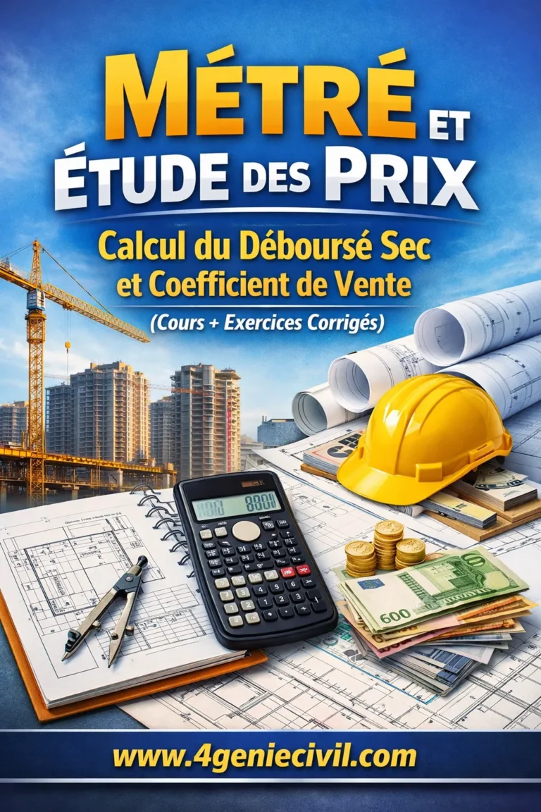 Tableau de calcul du déboursé sec et du coefficient de vente pour un ouvrage de bâtiment, avec colonnes matériaux, main d'œuvre et prix unitaire.