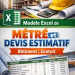Modèle Excel métré bâtiment avec calculs détaillés de volumes et surfaces.