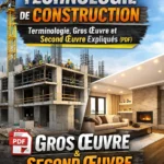 Illustration d'un chantier de construction montrant la structure porteuse d'un bâtiment en cours d'édification, entre fondations et élévation des murs.