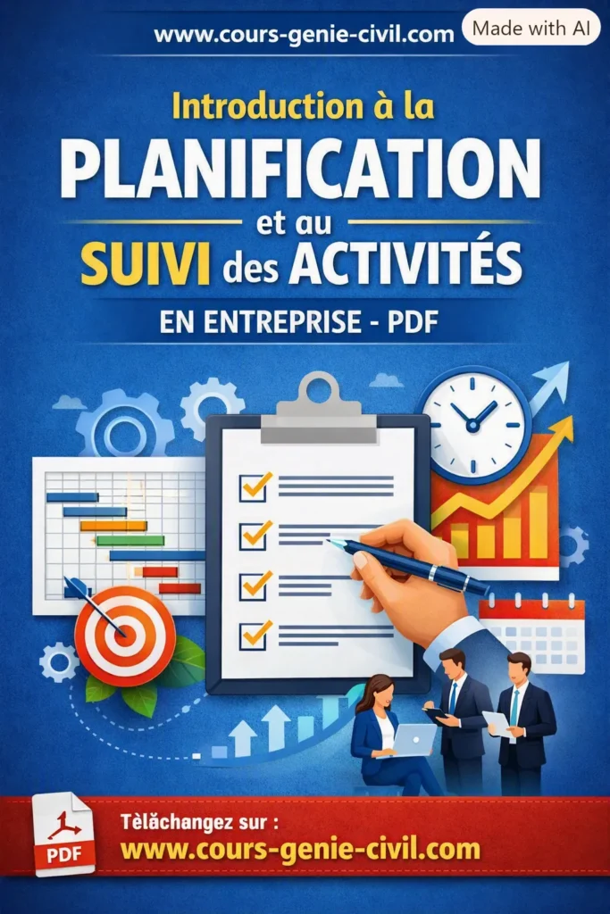 Couverture PDF planification et suivi des activit&eacute;s en entreprise - www.cours-genie-civil.com