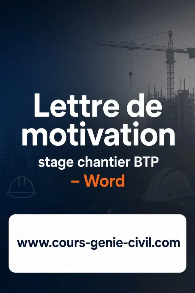 Lettre de motivation stage chantier BTP - Word