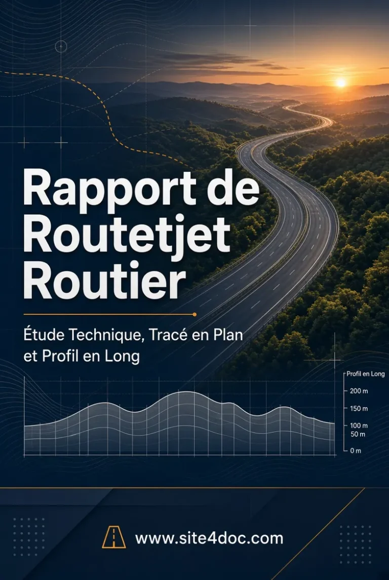 Couverture du Rapport de Projet Routier - Étude Technique, Tracé en Plan et Profil en Long - Site4Doc