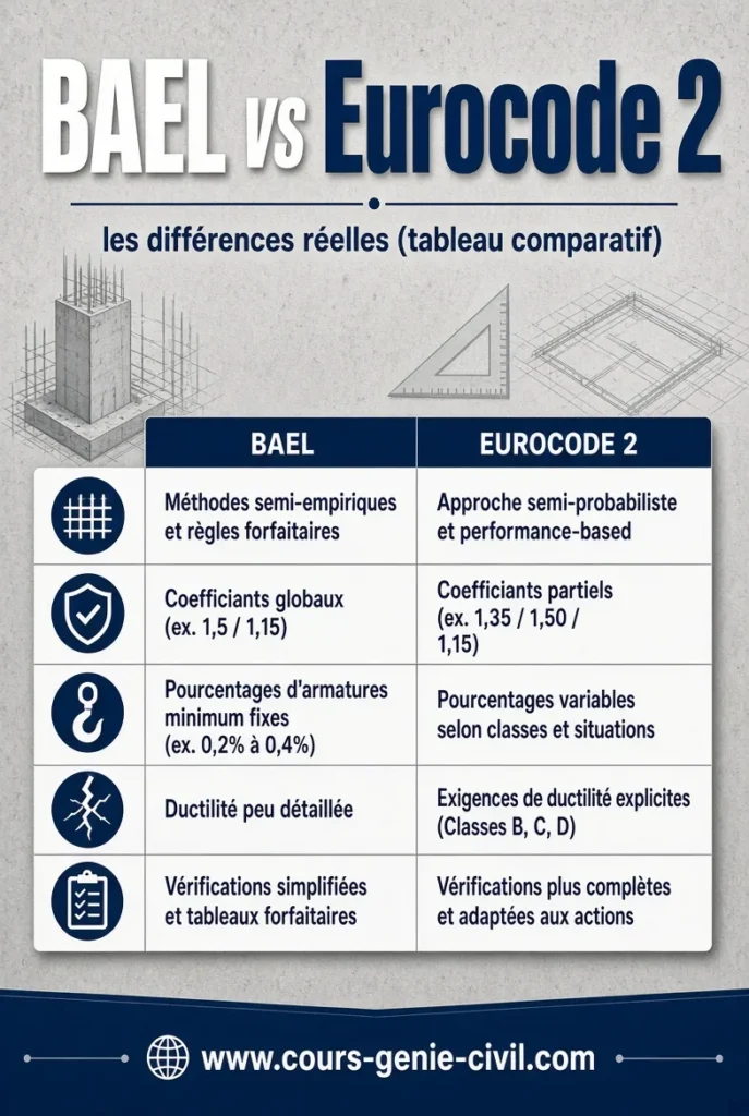 BAEL vs Eurocode 2 tableau comparatif des diff&eacute;rences r&eacute;elles &ndash; guide complet calcul b&eacute;ton arm&eacute;