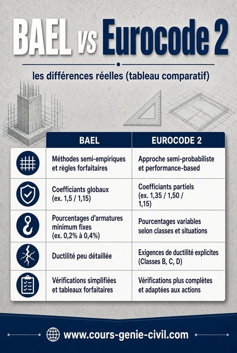 BAEL vs Eurocode 2 tableau comparatif des différences réelles – guide complet calcul béton armé