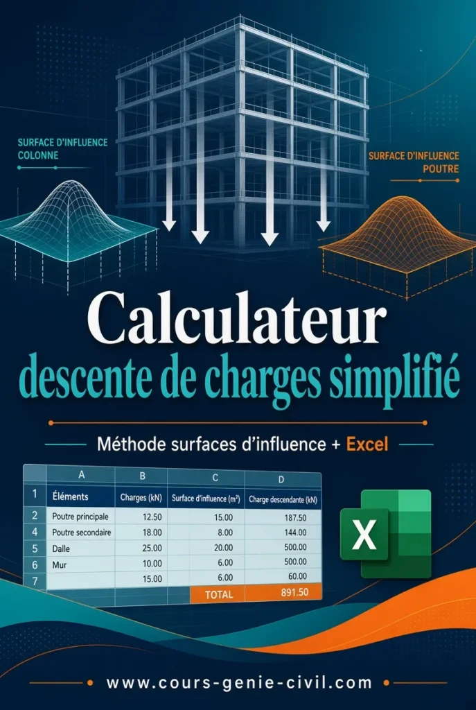 Calculateur descente de charges simplifié – Surfaces d’influence + Excel Calculateur descente de charges simplifié – Méthode des surfaces d’influence + Excel – Cours Génie Civil