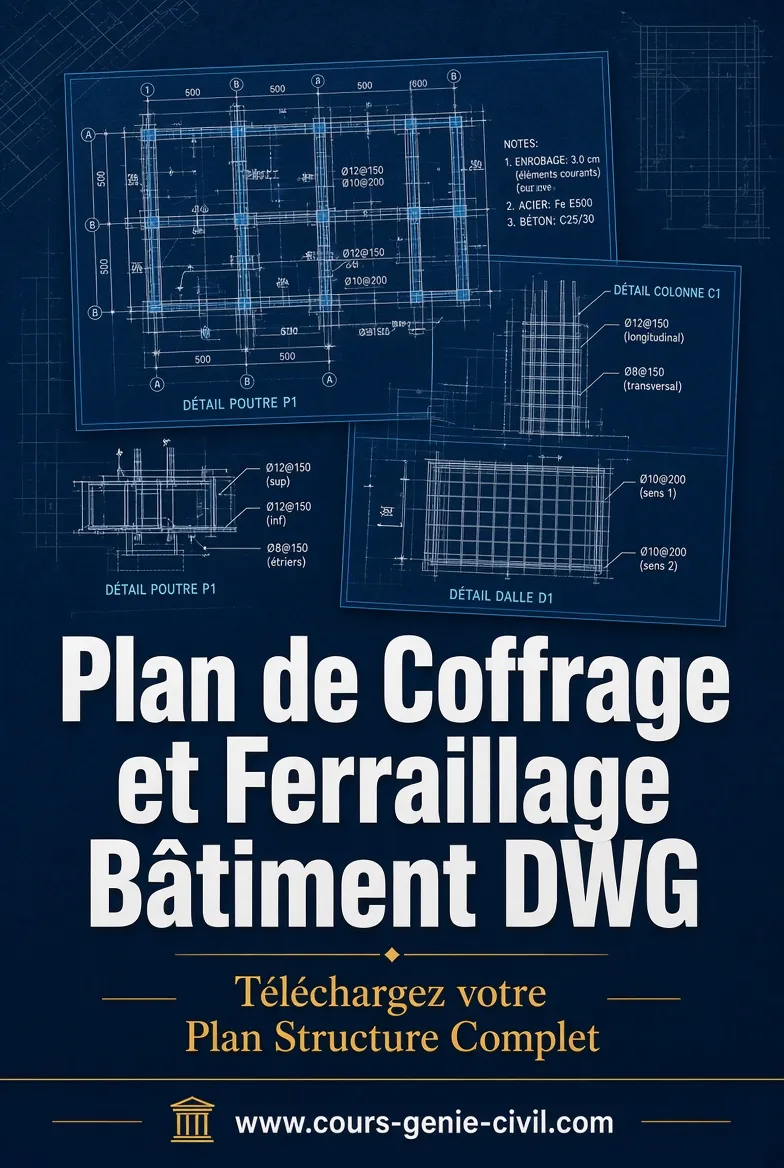 Plan de coffrage et ferraillage bâtiment DWG – plan structure complet à télécharger