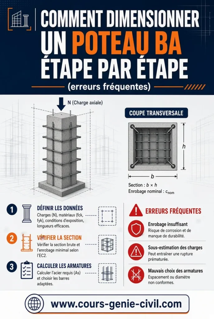 Comment dimensionner un poteau en b&eacute;ton arm&eacute; &eacute;tape par &eacute;tape &ndash; guide complet avec les erreurs fr&eacute;quentes &agrave; &eacute;viter