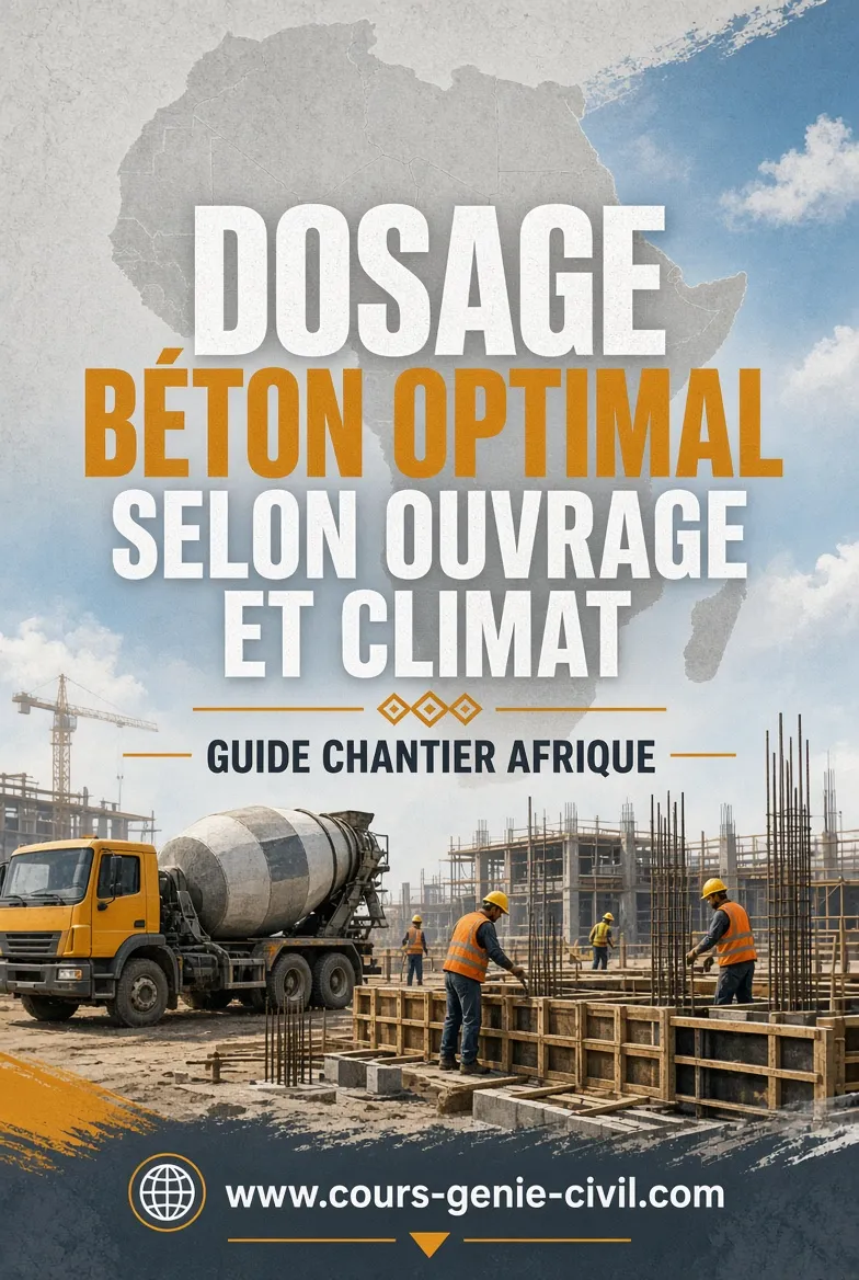 Dosage béton optimal selon ouvrage et climat – Guide chantier Afrique – Cours génie civil